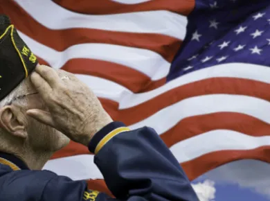 Veteran Saluting American Flag 