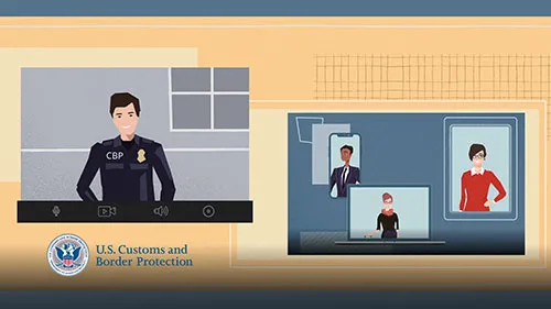Graphic illustration of the remote interview process.