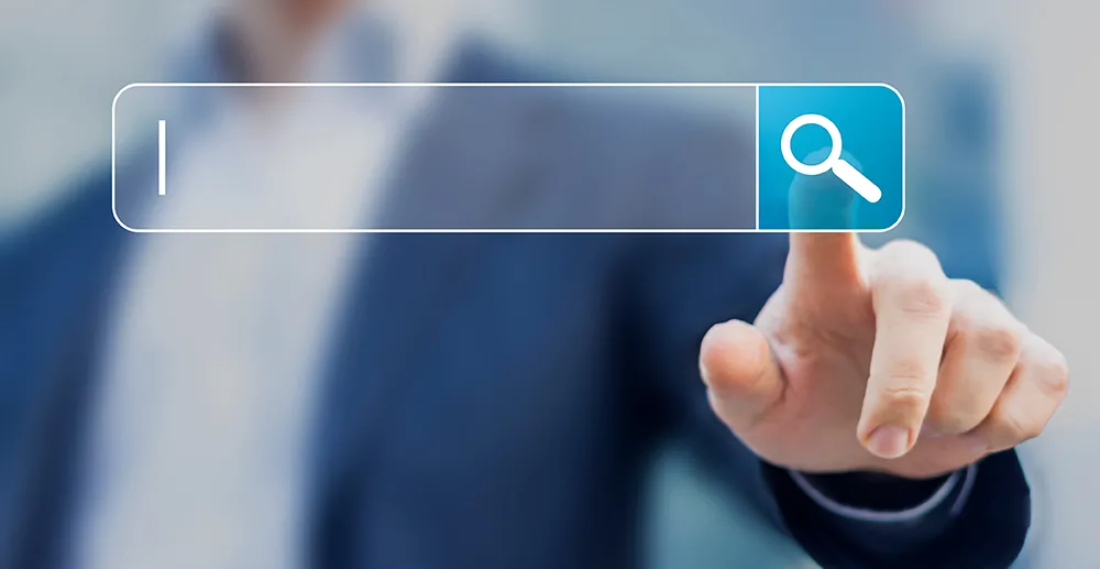 man using the search feature on a website
