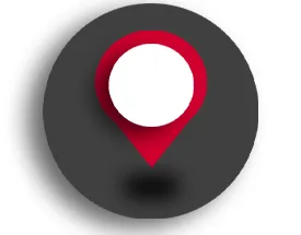 Red location pinpoint hovering over black circle indicating the starting orientation.