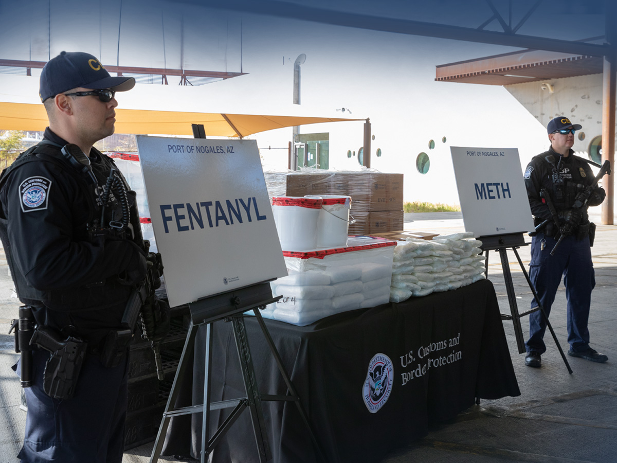 CBP officers in Nogales, Arizona with fentanyl and methamphetamine seizures