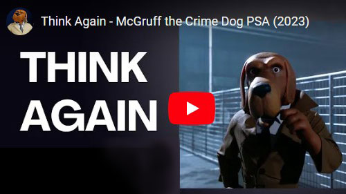 McGruff the Crime Dog with text that reads Think Again.